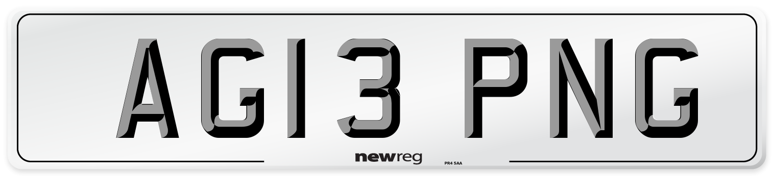 AG13 PNG Number Plate from New Reg